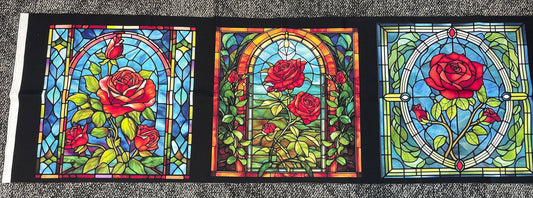Enchanted Rose Panel Printed Fabric