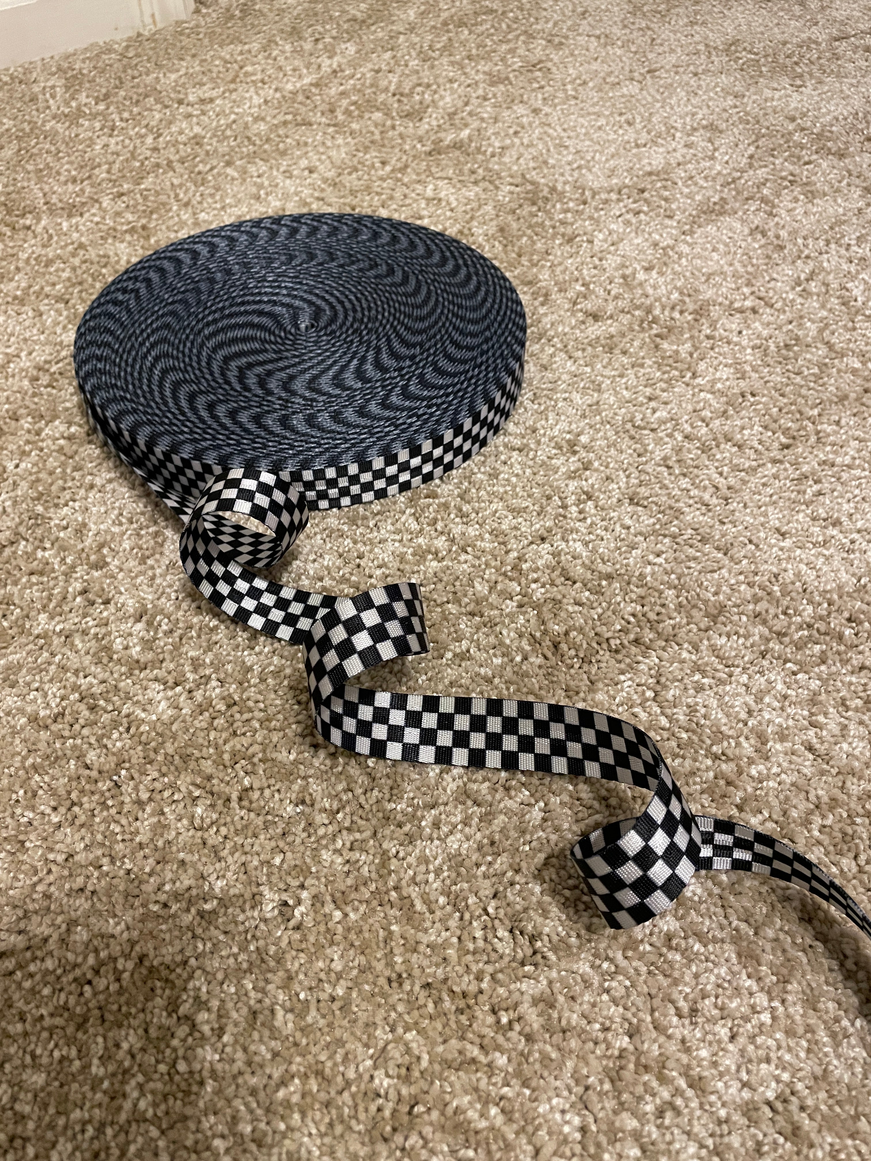 Checkered webbing black & white Seatbelt Webbing 1"