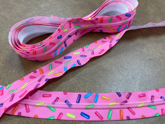 #5 Pink Sprinkles Zipper Tape