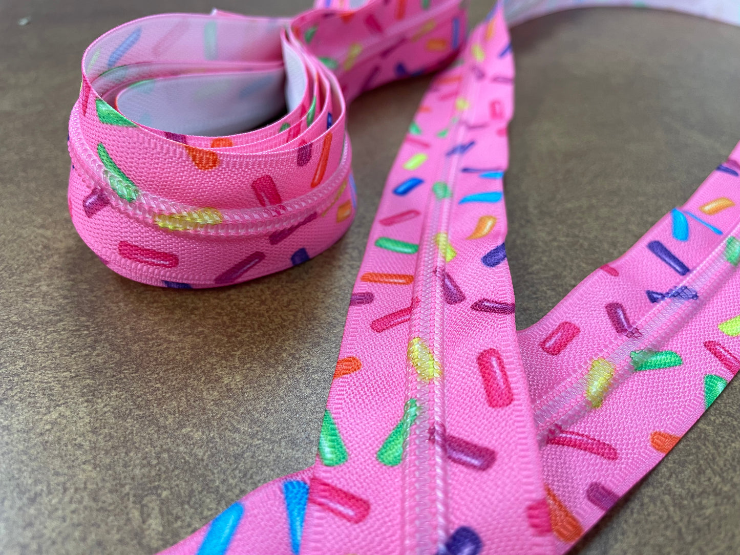 #5 Pink Sprinkles Zipper Tape