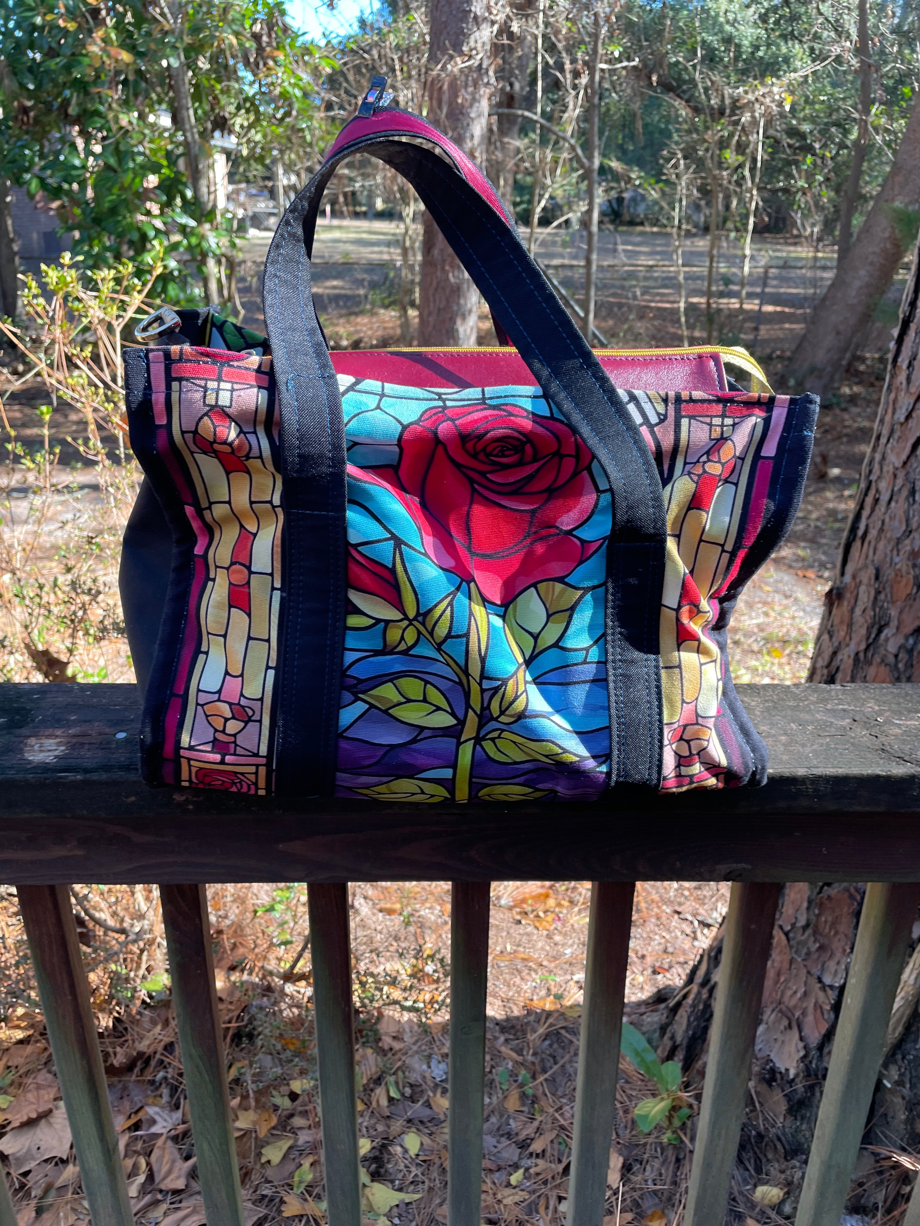 Stained Glass Mr. Heckles Large Tote Bag