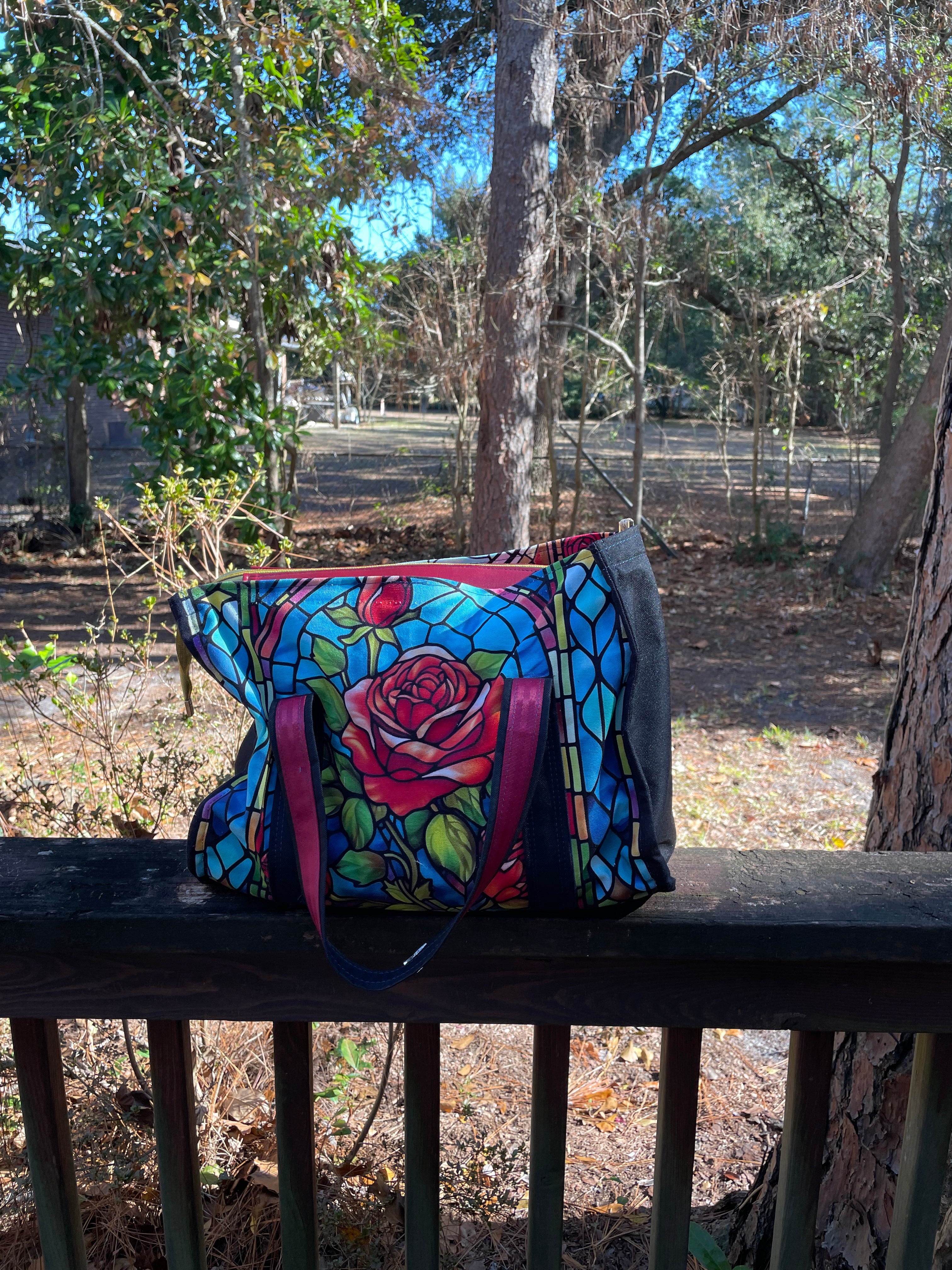 Stained Glass Mr. Heckles Large Tote Bag
