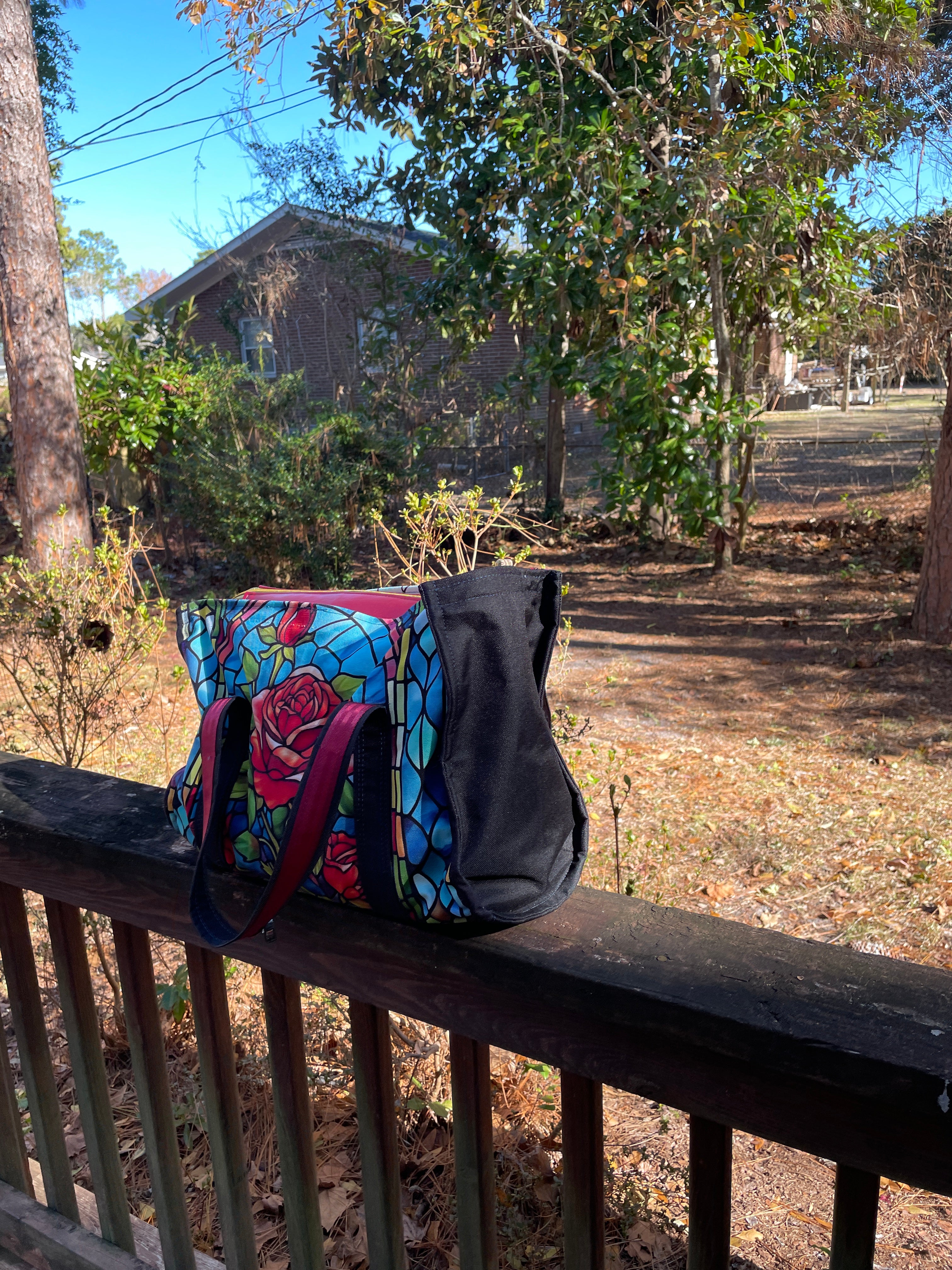 Stained Glass Mr. Heckles Large Tote Bag