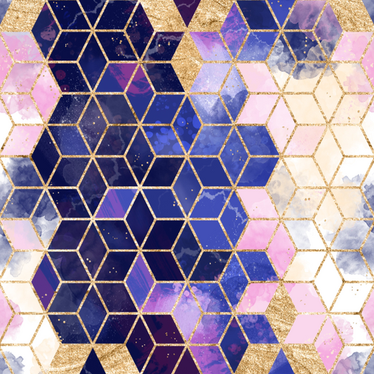 Purple and Gold Geometric Printed Fabric