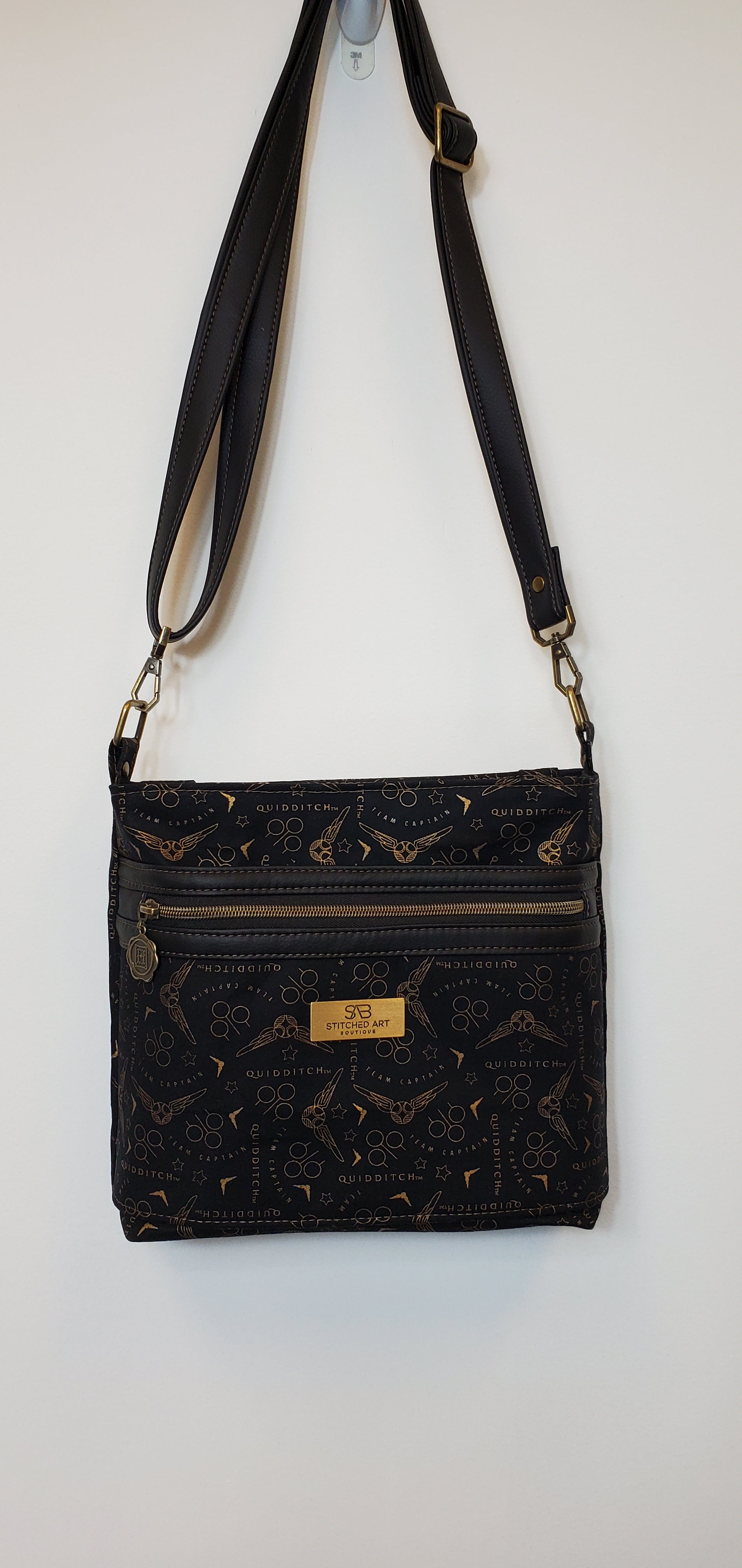 Gold Quidditch Black Crossbody Bag