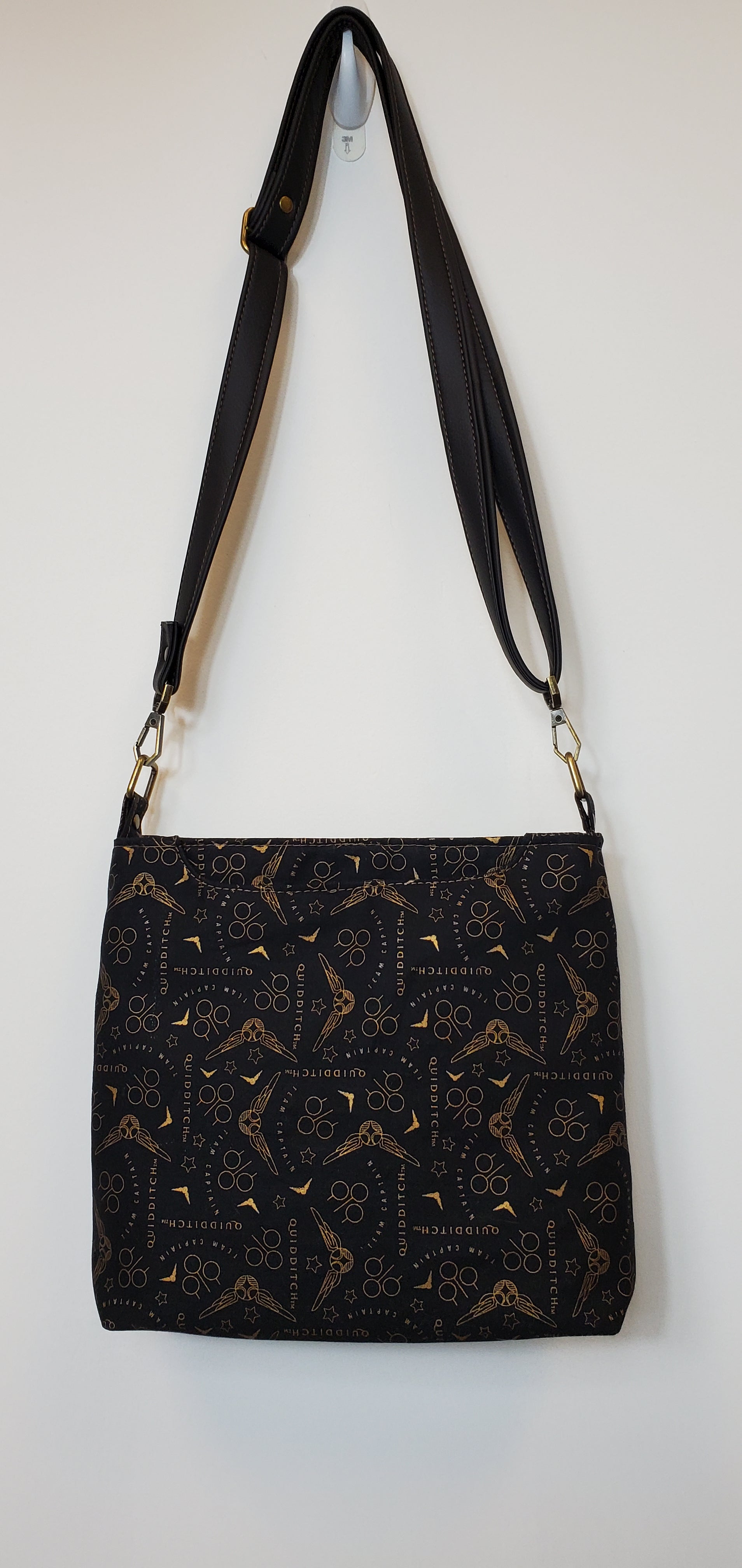 Gold Quidditch Black Crossbody Bag