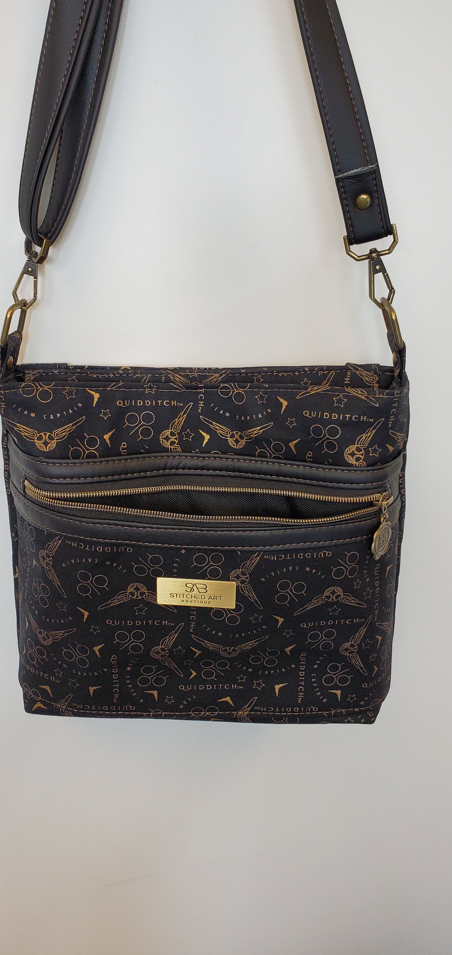 Gold Quidditch Black Crossbody Bag