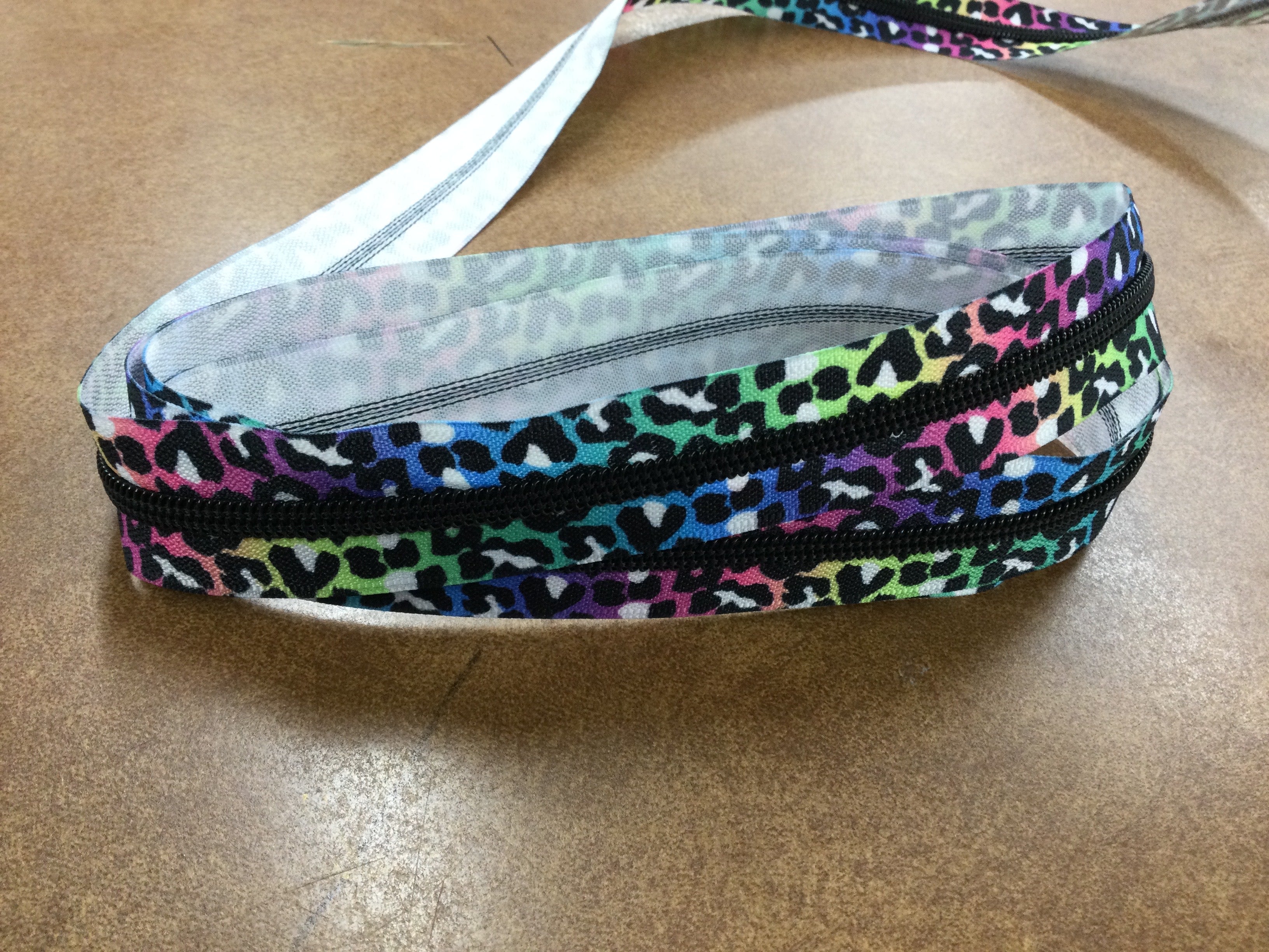 Rainbow Leopard Print #5 ZIPPER TAPE BY THE YARD | Black