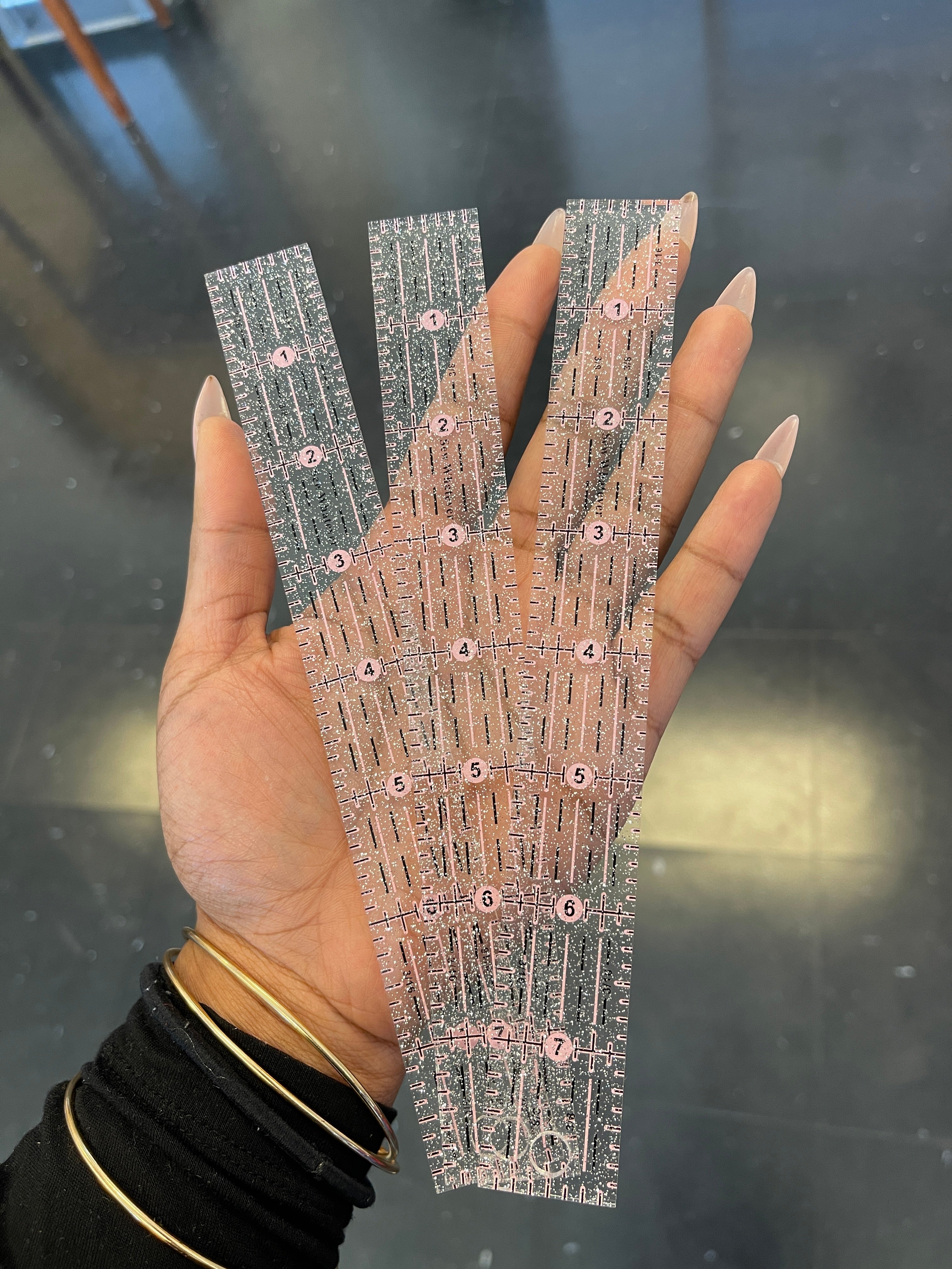 Acrylic Clear Glitter 8” x 1” Ruler